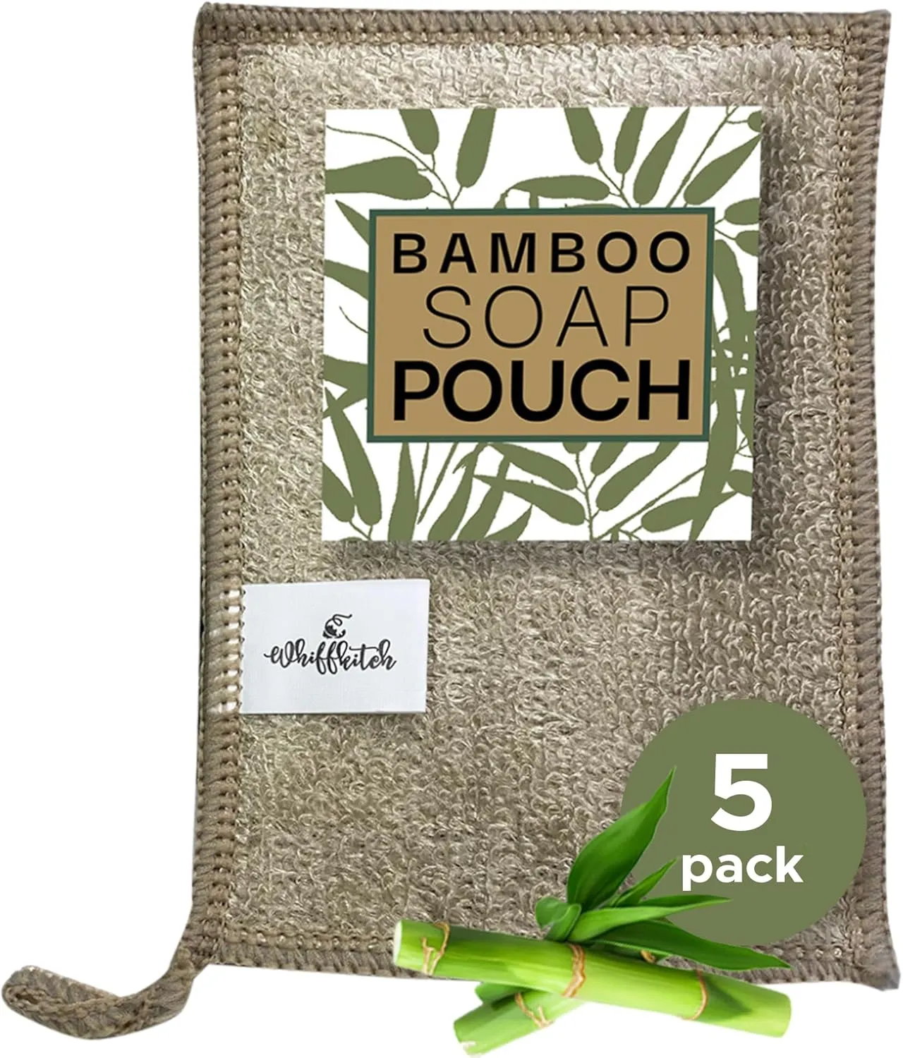 Whiffkitch Soap Pouch 5-Pack – Versatile Holder & Saver Set, Travel Soap Bags – Exfoliating Mesh Pouch, Bamboo Fiber Soap Saver Bags for Shower & Bath, 4x5 inches