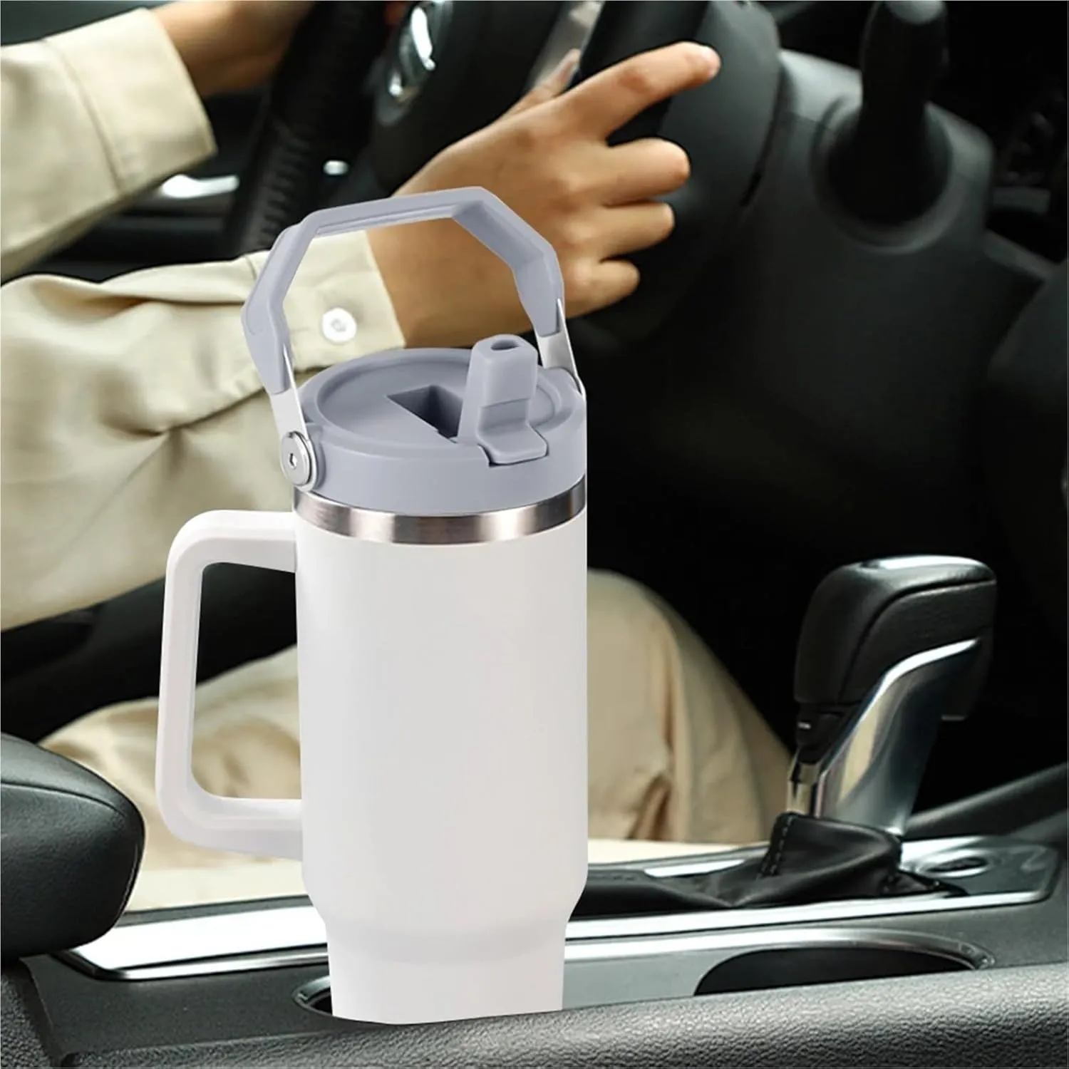 Wide-mouth cap accessories Sealed Bottle Lids Spill-proof Replaceable Tumbler Flip-top Straw Lid Water Mug Replacement(1pc Black 20 30oz)