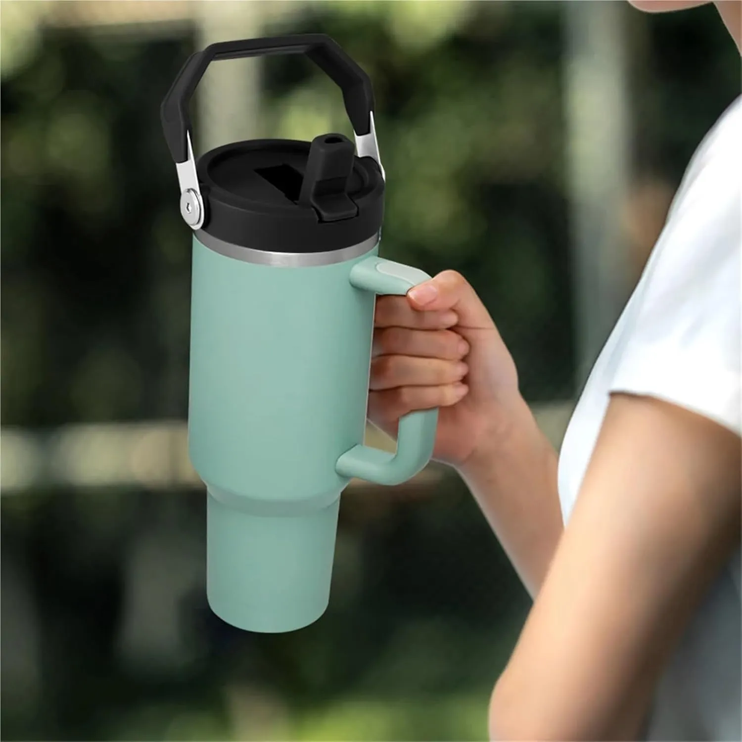 Wide-mouth cap accessories Sealed Bottle Lids Spill-proof Replaceable Tumbler Flip-top Straw Lid Water Mug Replacement(1pc Black 20 30oz)