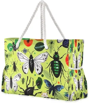 Wildlife Beach Bag & Travel Tote Bag Large Sandproof with Zipper Closure, Wet Pouch for Swim Gym Travel, Lightweight Foldable Outdoor Bag