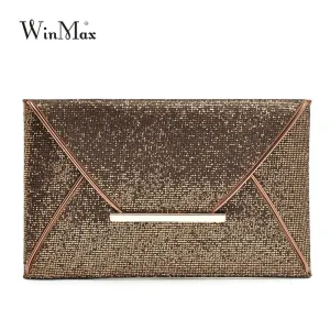 Winmax New Design Fashion Evening Bags Party Clutch Hand Bags Purses Female PU Sequined Hasp Envelop Bags Women Small Handbags