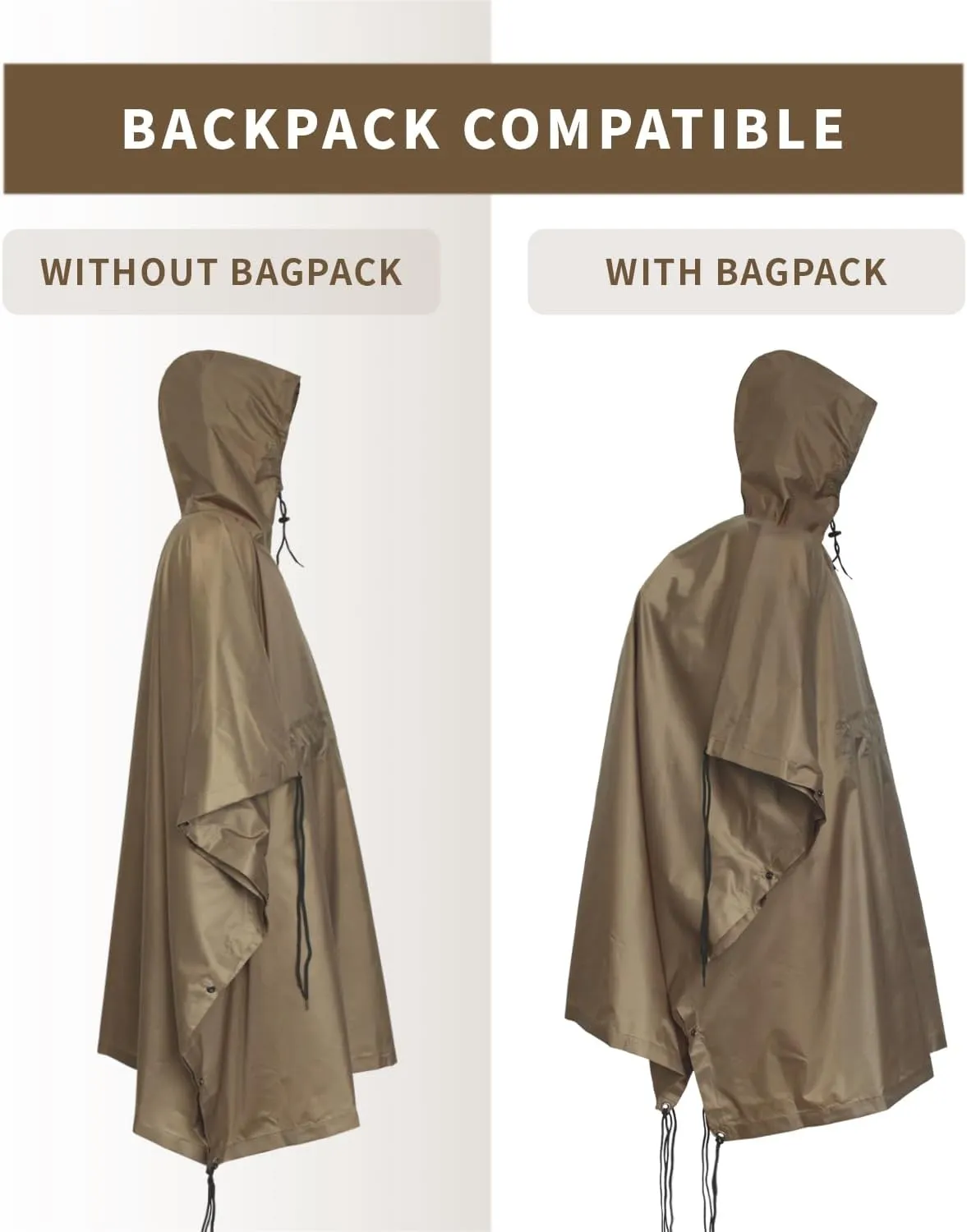 WINWAY Military Rain Poncho Camouflage Poncho Waterproof Lightweight Raincoat for Outdoor Hunting Hiking Camping