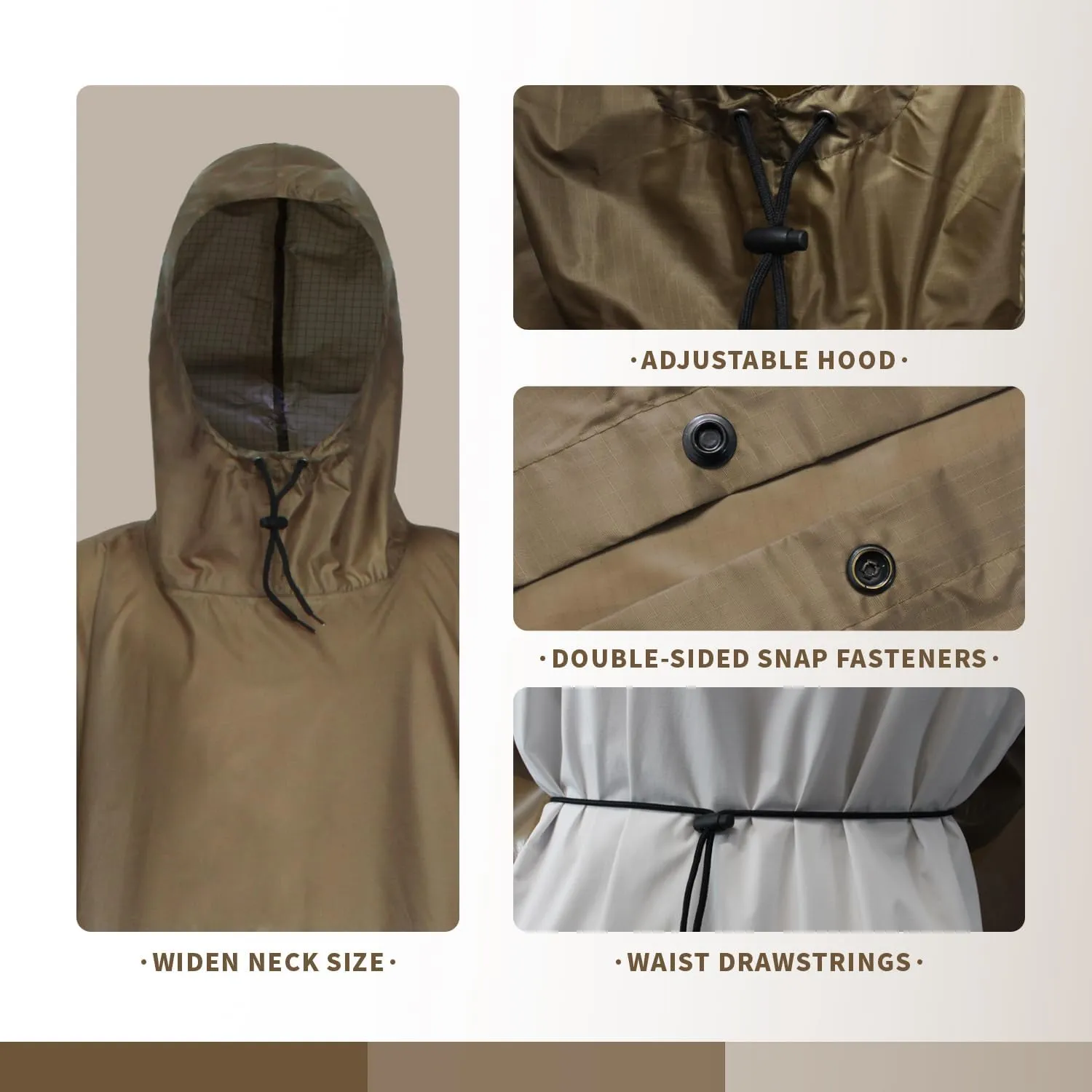 WINWAY Military Rain Poncho Camouflage Poncho Waterproof Lightweight Raincoat for Outdoor Hunting Hiking Camping