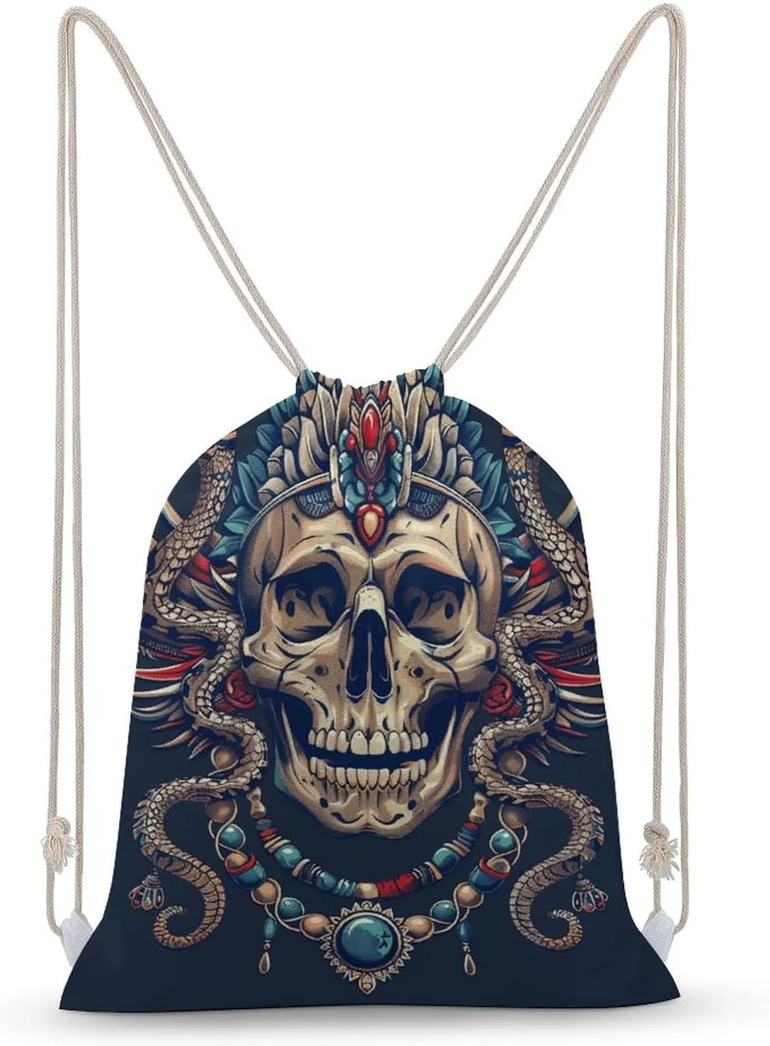 With Egyptian Necklace Drawstring Backpack for Women Men Drawstring Bag for Travel Swimming Sports Gym Bag
