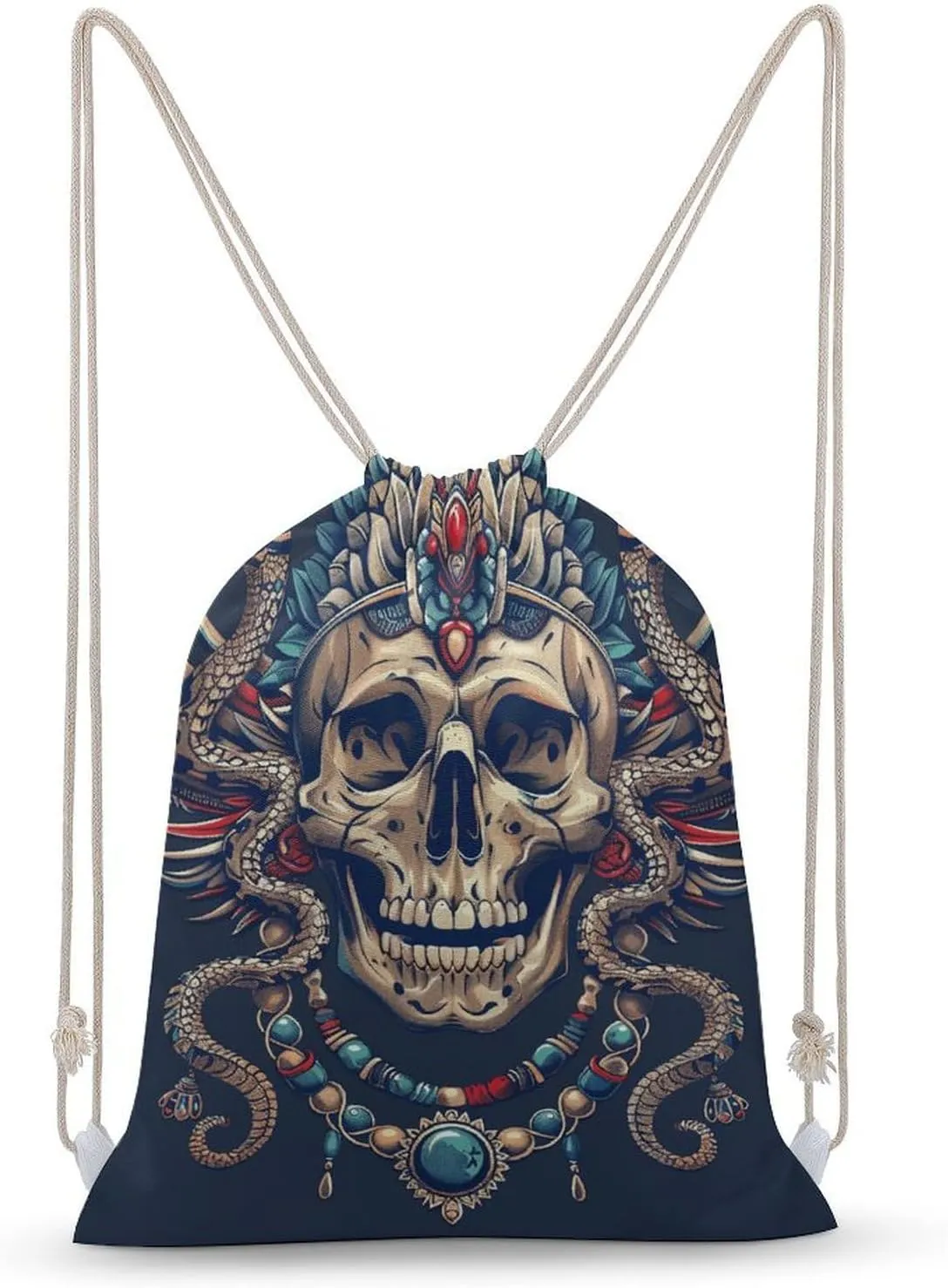 With Egyptian Necklace Drawstring Backpack for Women Men Drawstring Bag for Travel Swimming Sports Gym Bag