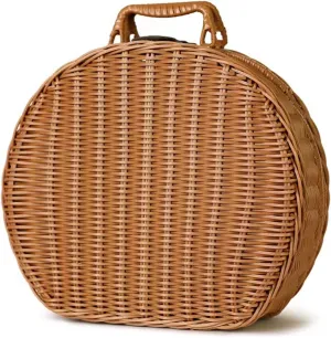 Wnvivi Wicker Handbag for Women, 8 Inch Tall Natural Handmade Rattan Bag Boho Style Beach Bag Flower Basket Straw Purses for Women Round Receiving Basket