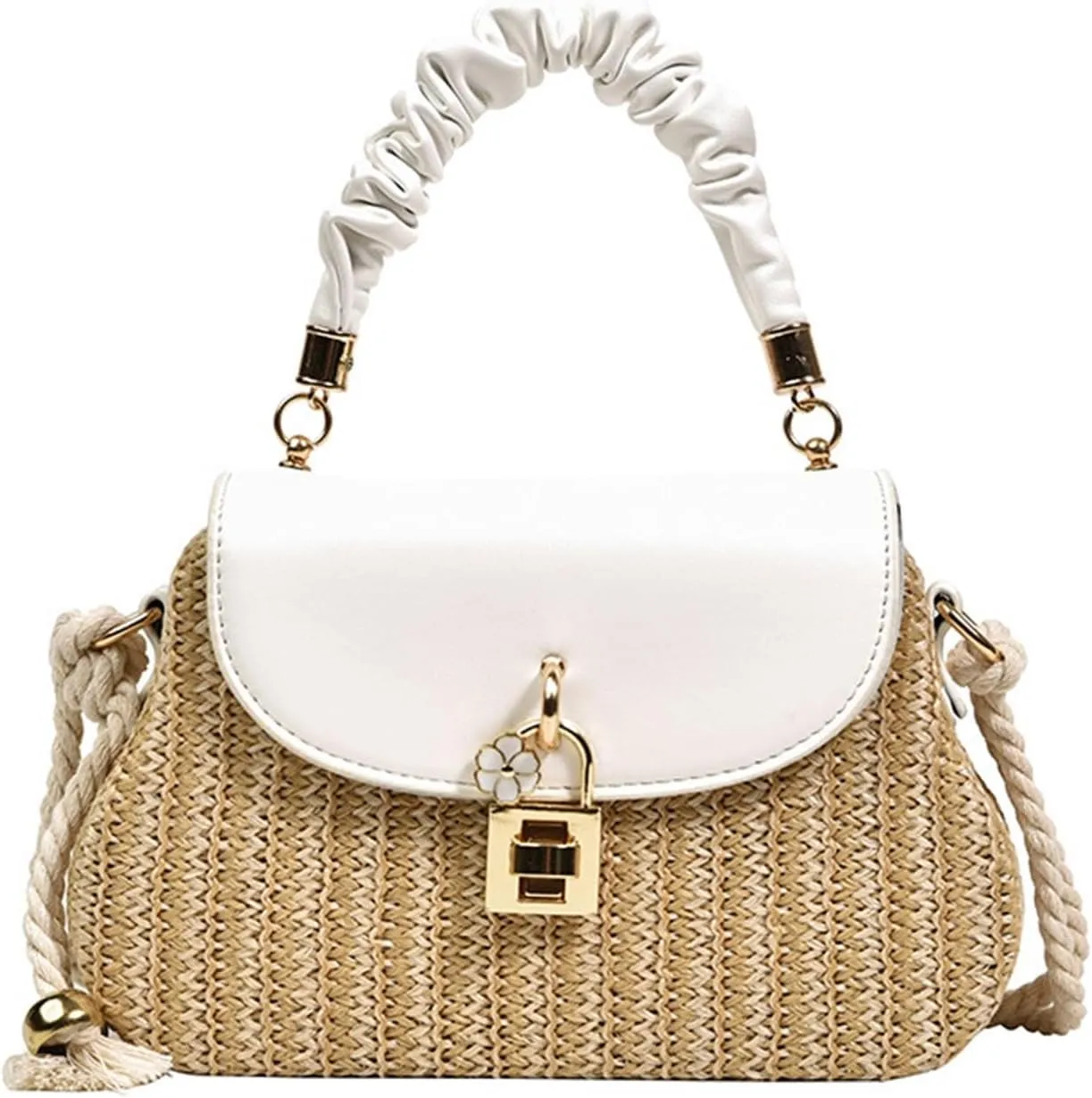 WOLWES Shoulder Mesengers Grass Editor Handbag Lock Small Square Bag Backpack (Color : 02, Size : One size)