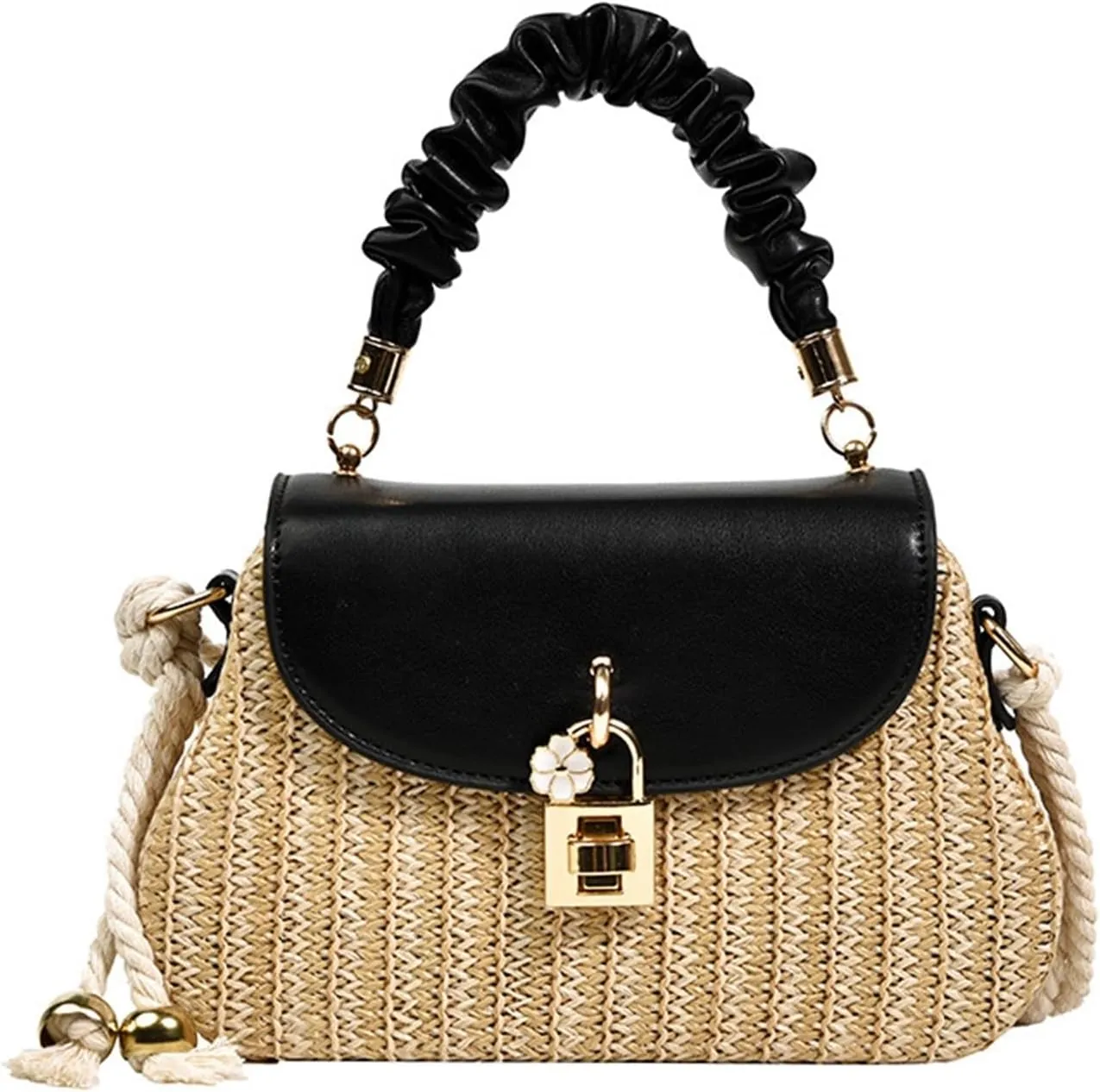 WOLWES Shoulder Mesengers Grass Editor Handbag Lock Small Square Bag Backpack (Color : 05, Size : One size)