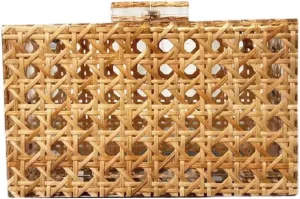 Women Acrylic Bag Rattan Clutch Purse Woven Bag Square Box Crossbody Handbag Shoulder Bag Summer Beach Purse