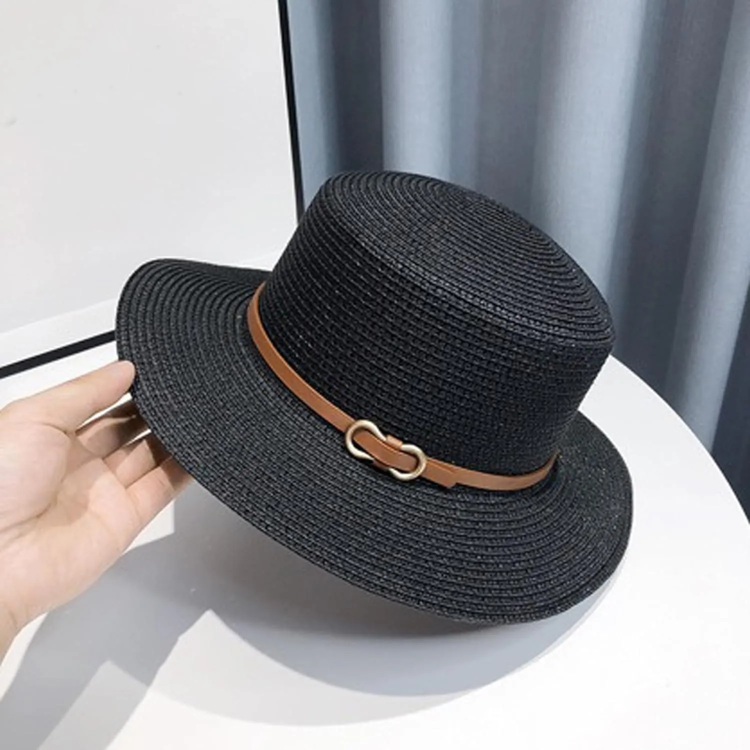 Women Beach Straw Sun Hat Flat Topped Straw hat Summer Beach Hat for Men Women for Party Travel