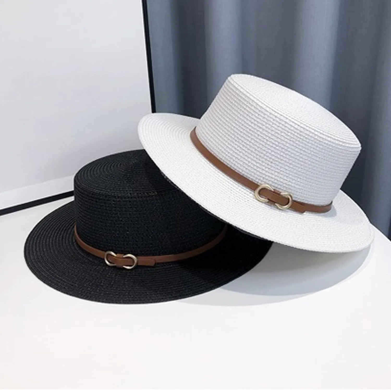 Women Beach Straw Sun Hat Flat Topped Straw hat Summer Beach Hat for Men Women for Party Travel