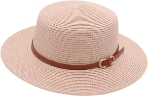 Women Beach Straw Sun Hat Flat Topped Straw hat Summer Beach Hat for Men Women for Party Travel