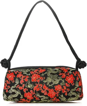 Women China Ethnic Vintage Top-handle Handbag Floral Embroidered Small Tote Shoulder Purse Wedding Party Evening Clutch Bag