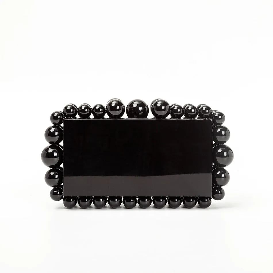 Women Clear Acrylic Box Evening Clutch Bags For Wedding Party Luxury Gold Foil Beads Purses And Handbags Designer High Quality