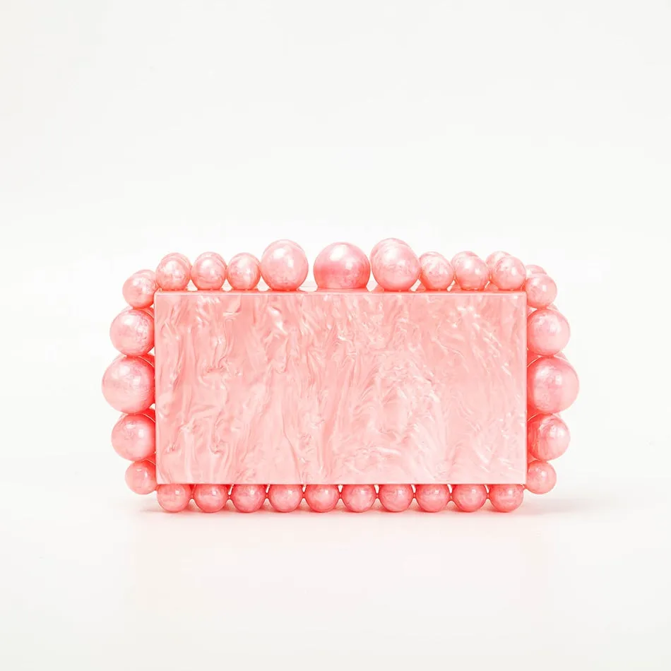 Women Clear Acrylic Box Evening Clutch Bags For Wedding Party Luxury Gold Foil Beads Purses And Handbags Designer High Quality