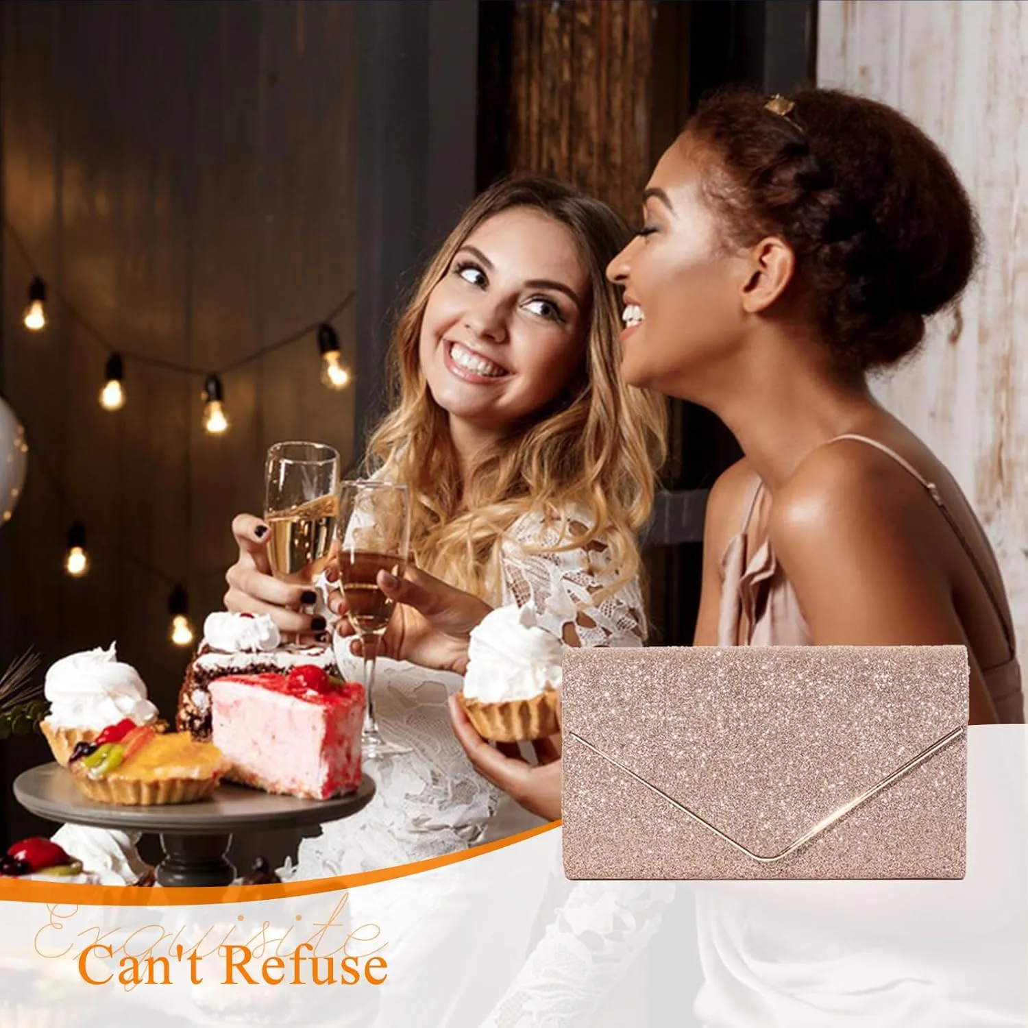 Women Envelope Clutch Bag Sequins Evening Bag Bridal Wedding Purse Glitter Sparkly Handbag Elegant Shoulder Bag