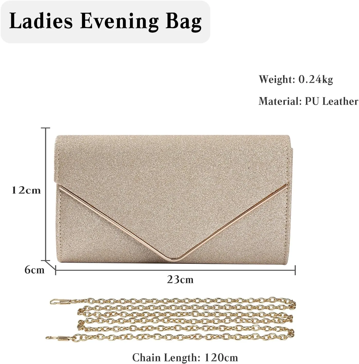 Women Envelope Clutch Bag Sequins Evening Bag Bridal Wedding Purse Glitter Sparkly Handbag Elegant Shoulder Bag