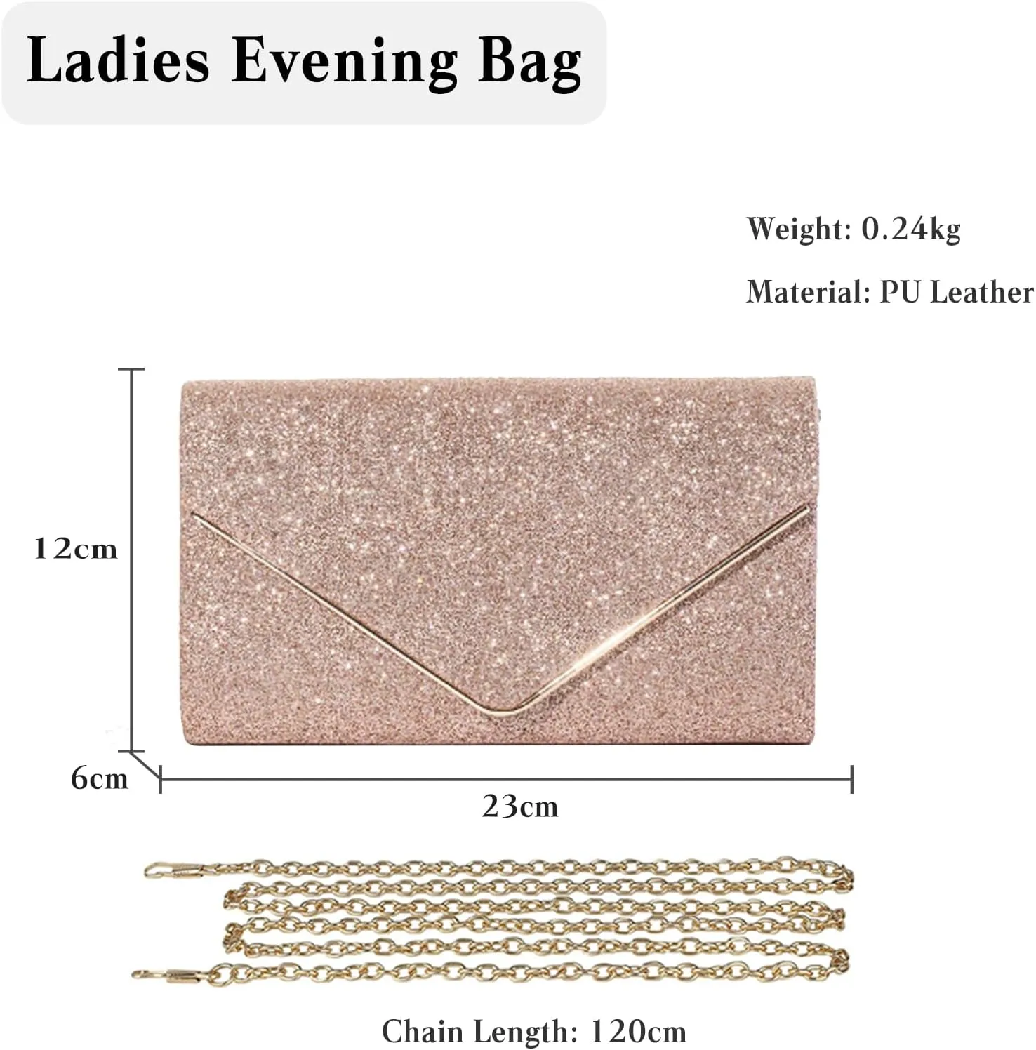 Women Envelope Clutch Bag Sequins Evening Bag Bridal Wedding Purse Glitter Sparkly Handbag Elegant Shoulder Bag