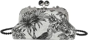 Women Evening Bag Floral Birds Embroidery Clutch Bag Rhinestone Handbag Beads Shoulder Bag Bridal Wedding Purse