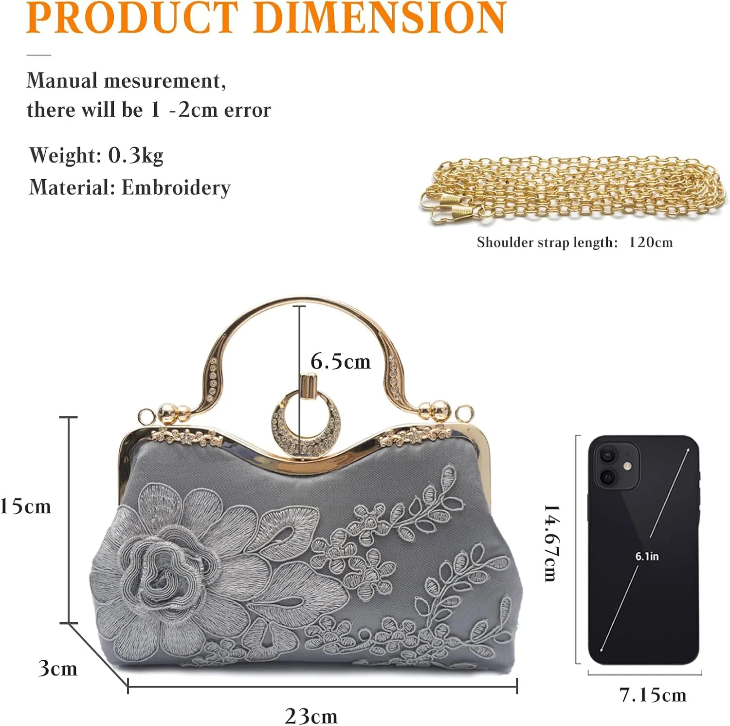 Women Evening Bag Floral Embroidery Clutch Bag Vintage Handbag Bridal Wedding Purse Elegant Shoulder Bag