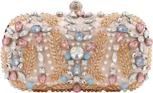 Women Evening Clutch Colorful Crystal Bead Embroidered Handbag Party Banquet Wedding Elegant Purse