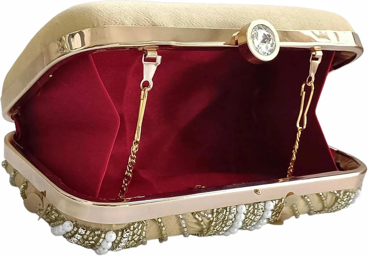 Women Hand Embroidered Sequins Box Clutch for Wedding Party