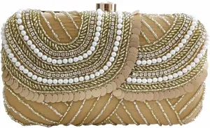 Women Hand Embroidered Sequins Box Clutch for Wedding Party