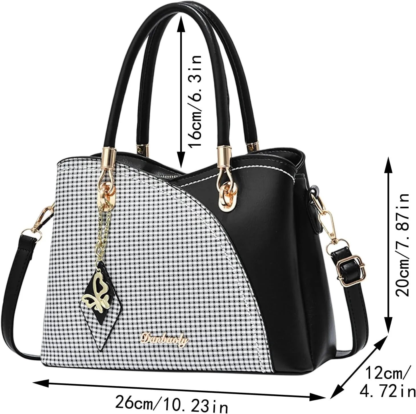 Women Handbag Large Capacity Plaid Contrast Color Middle One Shoulder Messenger Bag Bag Charms for Bags