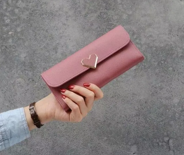 Women Long Wallets Purses Luxury Love Heart Wallets For Ladies Girl Money  Pocket Card Holder Female Wallets Phone Clutch Bag