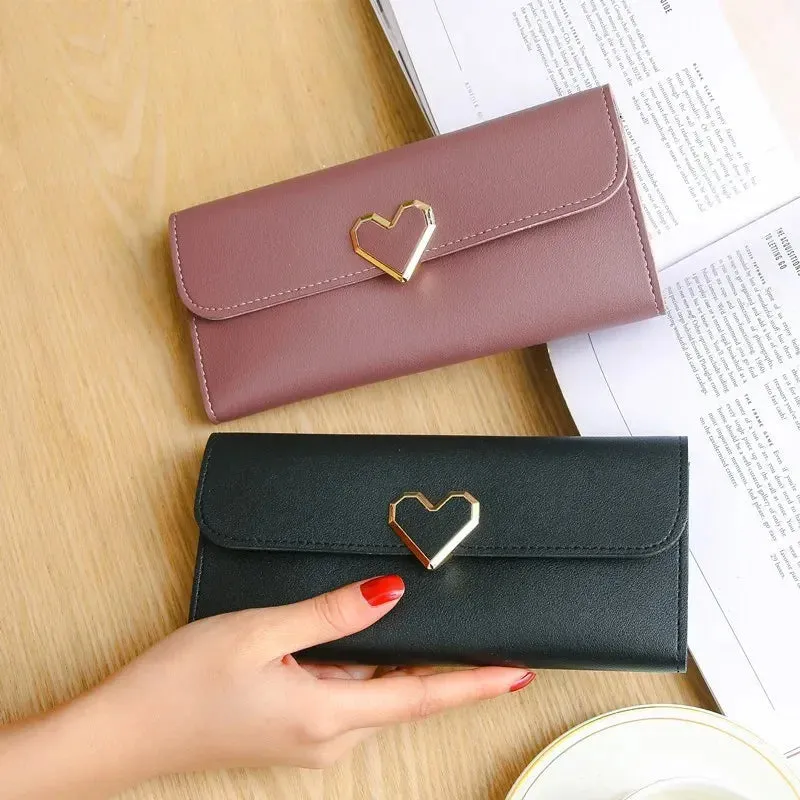 Women Long Wallets Purses Luxury Love Heart Wallets for Ladies Girl Money  Pocket Card Holder Female Wallets Phone Clutch Bag