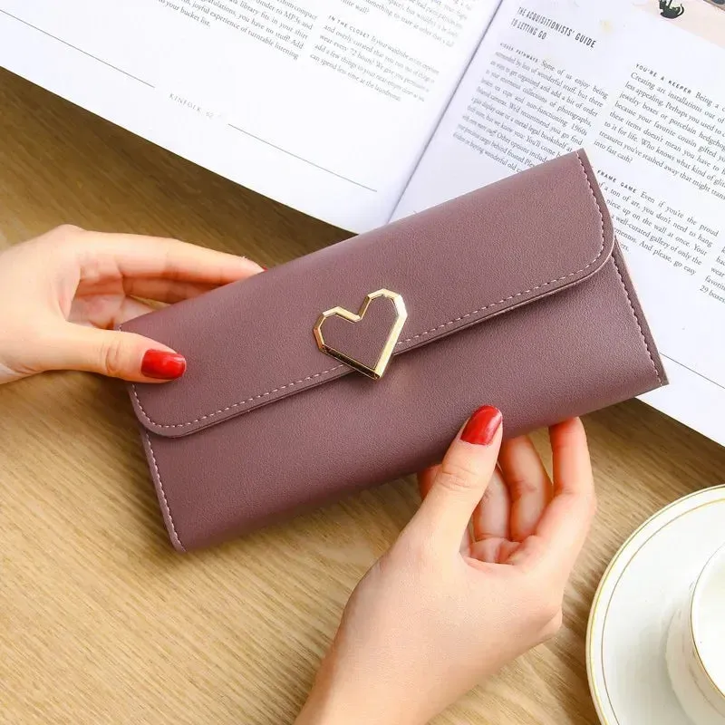 Women Long Wallets Purses Luxury Love Heart Wallets for Ladies Girl Money  Pocket Card Holder Female Wallets Phone Clutch Bag