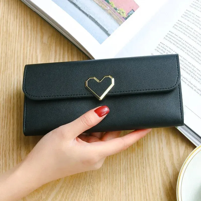 Women Long Wallets Purses Luxury Love Heart Wallets for Ladies Girl Money  Pocket Card Holder Female Wallets Phone Clutch Bag