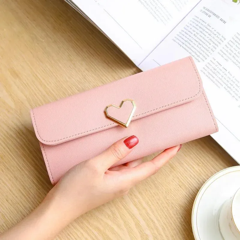 Women Long Wallets Purses Luxury Love Heart Wallets for Ladies Girl Money  Pocket Card Holder Female Wallets Phone Clutch Bag