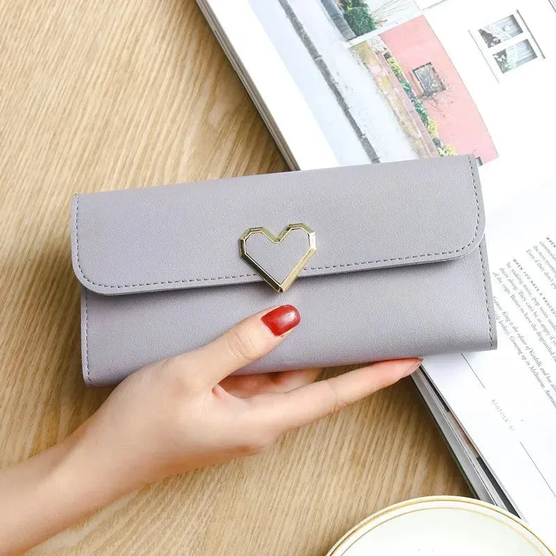 Women Long Wallets Purses Luxury Love Heart Wallets for Ladies Girl Money  Pocket Card Holder Female Wallets Phone Clutch Bag