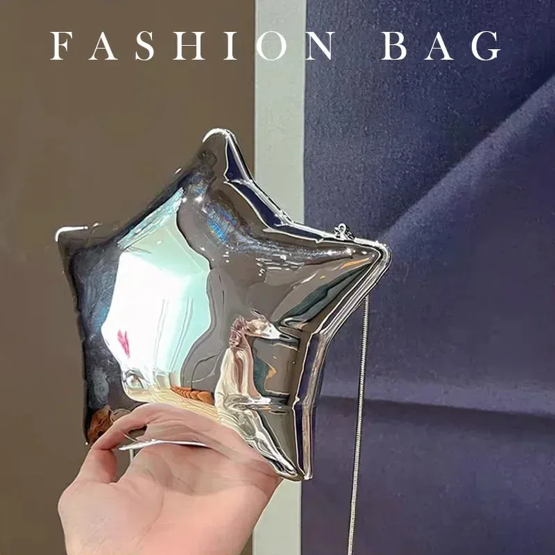 Women metal silver gold shell bag cute Evening Clutch Bag with strap For Wedding Party small Purses Designer Handbags
