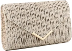 Women Straw Clutch Purse Summer Evening Bag Rattan Clutch Woven Beach Handbag Wedding Travel Party Clutch