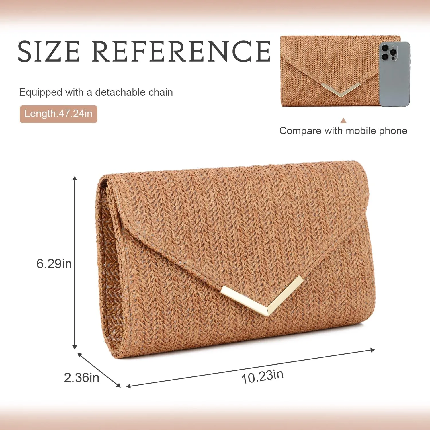 Women Straw Clutch Purse Summer Evening Bag Rattan Clutch Woven Beach Handbag Wedding Travel Party Clutch