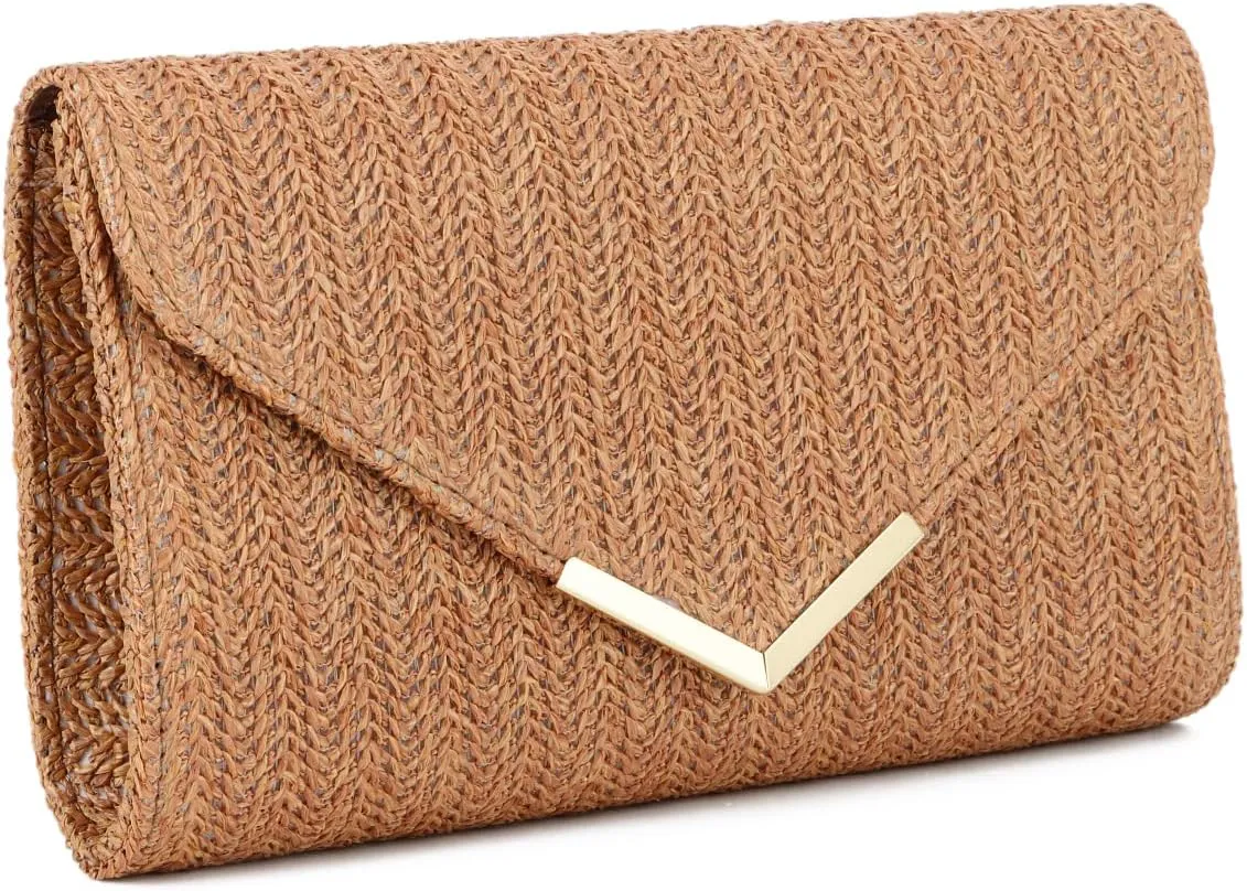 Women Straw Clutch Purse Summer Evening Bag Rattan Clutch Woven Beach Handbag Wedding Travel Party Clutch