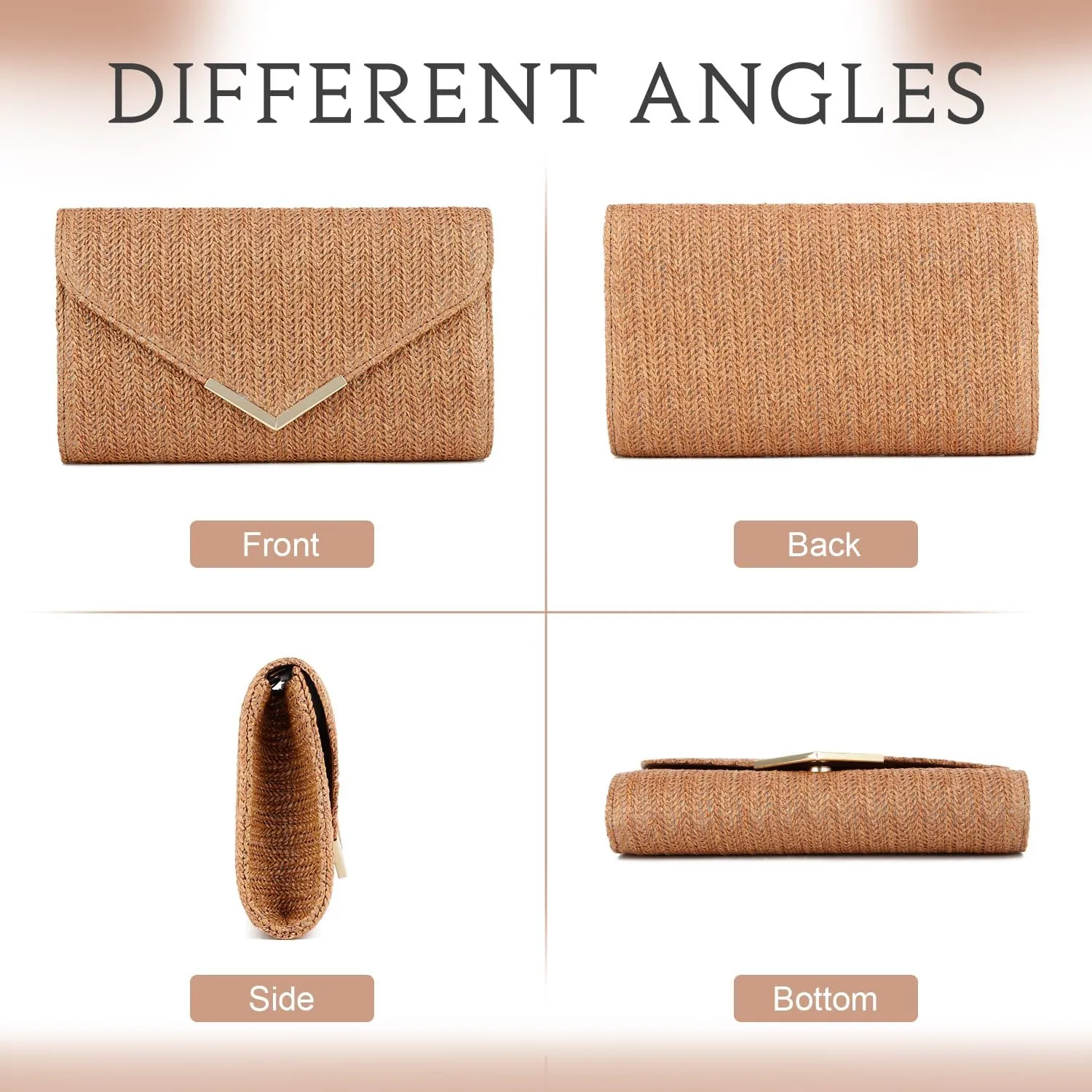 Women Straw Clutch Purse Summer Evening Bag Rattan Clutch Woven Beach Handbag Wedding Travel Party Clutch