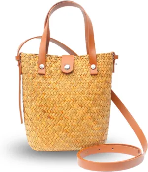 Women Straw Crossbody Bag with Top Handle, Summer Straw Clutch Tote Bags Wicker Purse Shoulder Beach Bag Hobo Woven Handbag