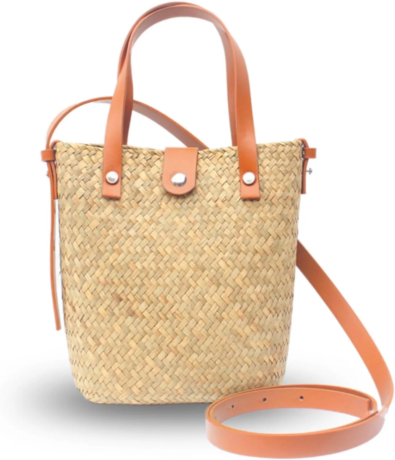 Women Straw Crossbody Bag with Top Handle, Summer Straw Clutch Tote Bags Wicker Purse Shoulder Beach Bag Hobo Woven Handbag