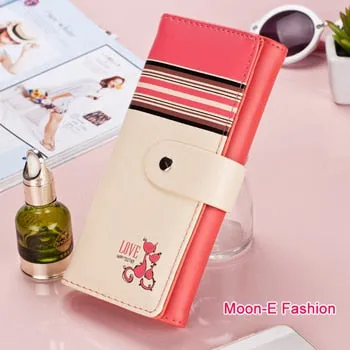 Women Wallets Soft PU Leather Cute Cats Hasp Lady Purses Wallet Cards ID Holder Moneybags Women Long Clutch Coin Purse Burse