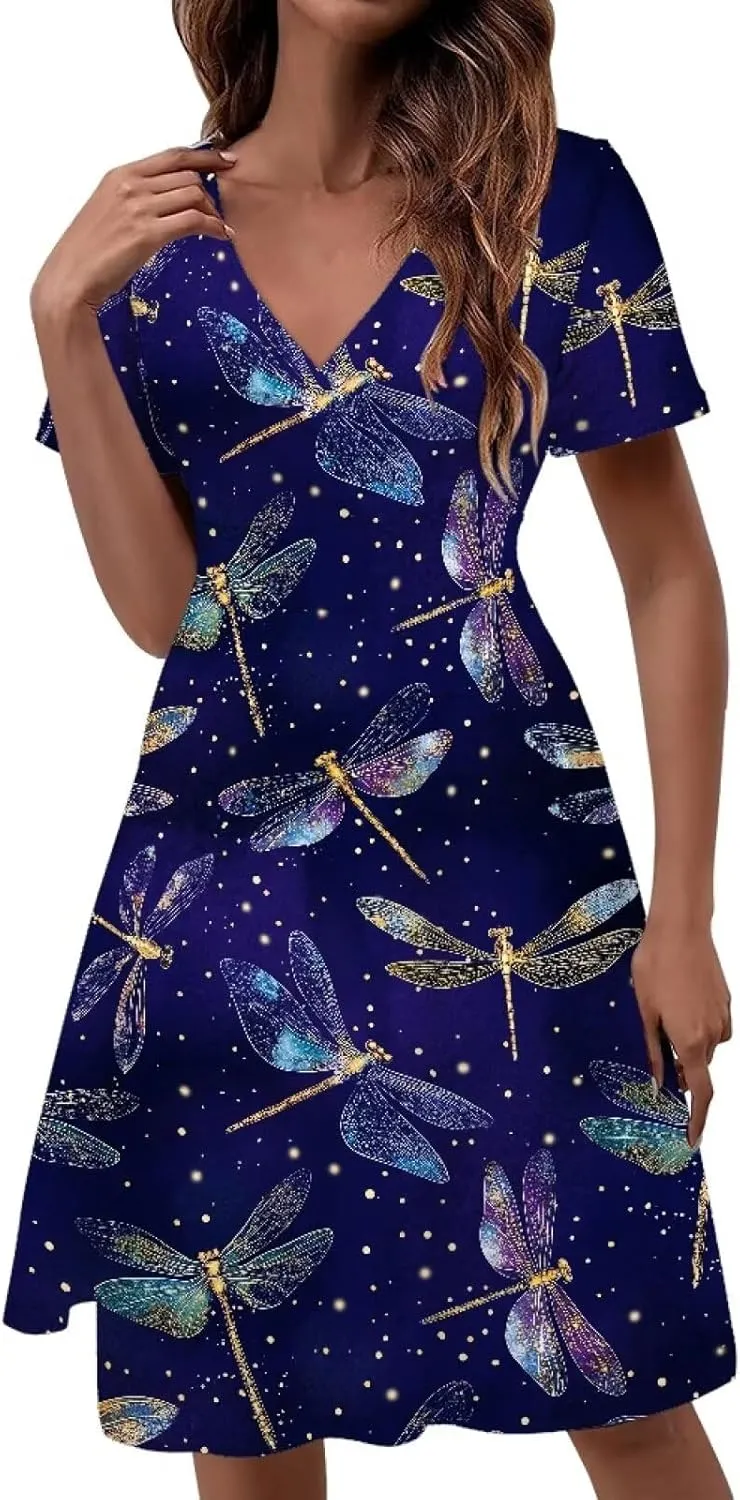 Women's 2025 Summer Maxi Dresses Plaid V Neck A Line Casual Beach Vacation Long Sundress