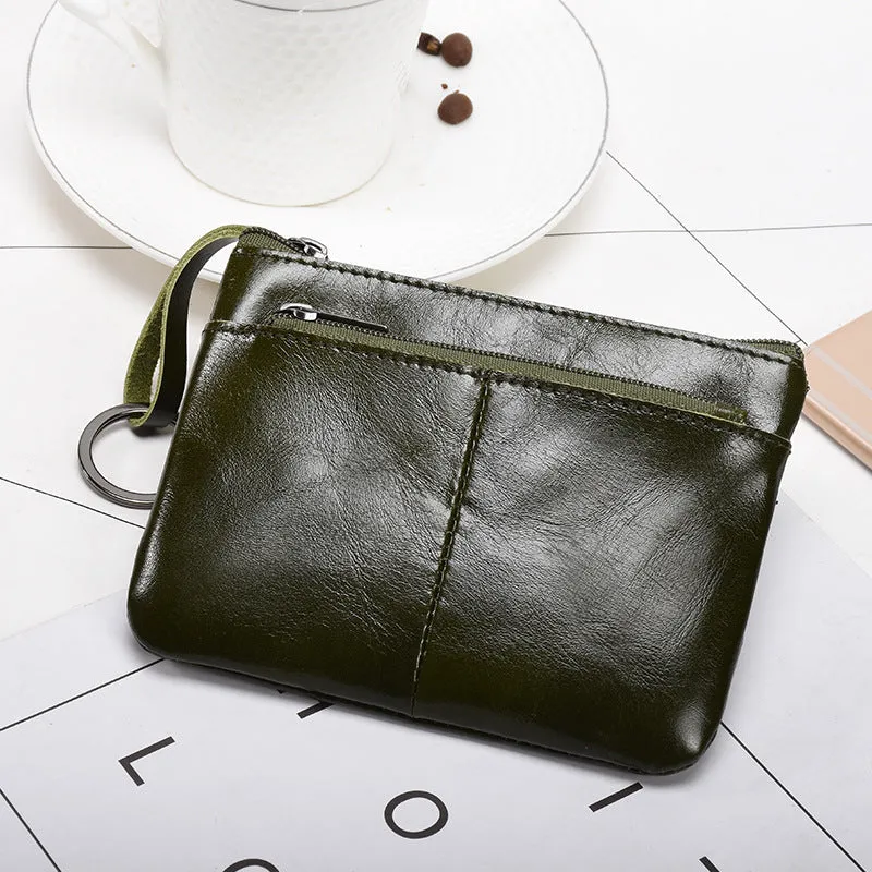 Women's & Men's & Trendy Genuine Leather Simplicity Zipper Clutch Coin Purses