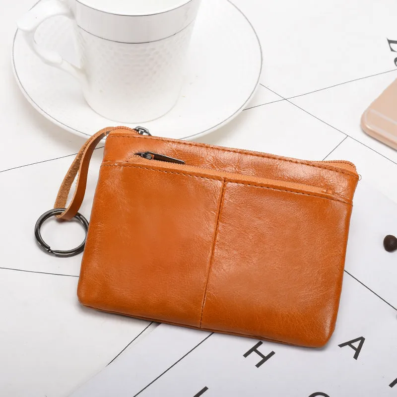 Women's & Men's & Trendy Genuine Leather Simplicity Zipper Clutch Coin Purses