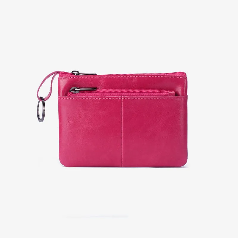 Women's & Men's & Trendy Genuine Leather Simplicity Zipper Clutch Coin Purses