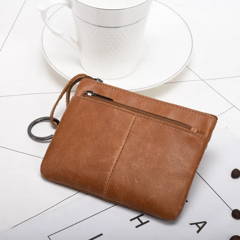 Women's & Men's & Trendy Genuine Leather Simplicity Zipper Clutch Coin Purses