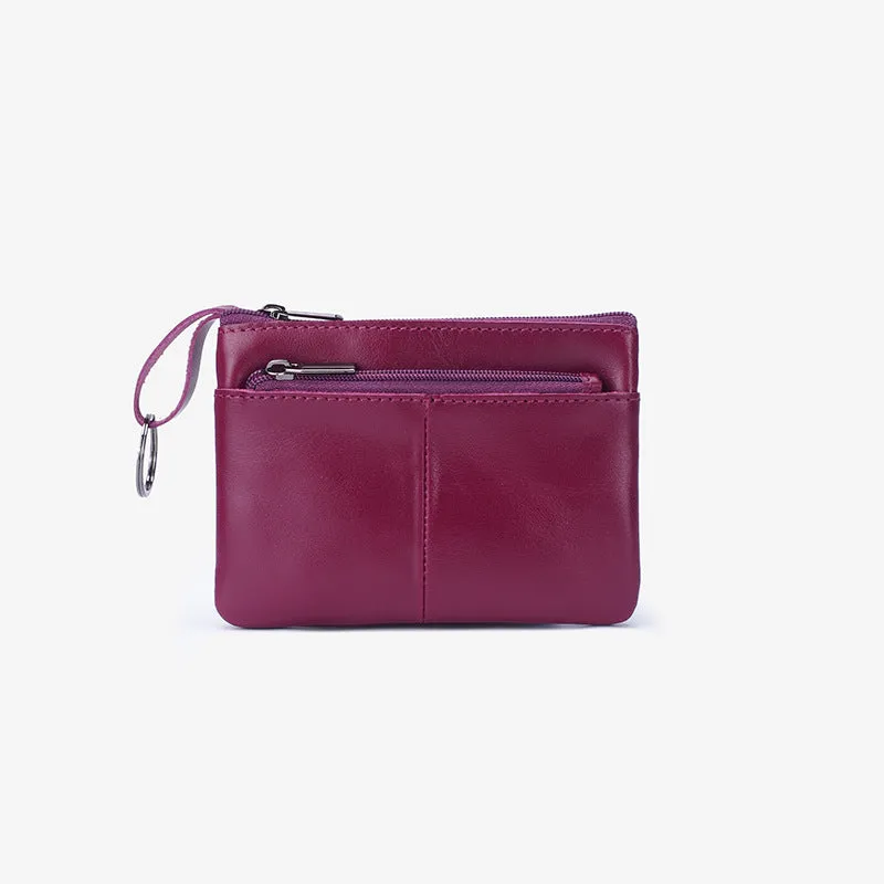 Women's & Men's & Trendy Genuine Leather Simplicity Zipper Clutch Coin Purses
