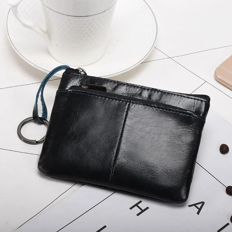 Women's & Men's & Trendy Genuine Leather Simplicity Zipper Clutch Coin Purses