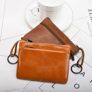 Women's & Men's & Trendy Genuine Leather Simplicity Zipper Clutch Coin Purses